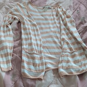 Striped Women's Cardigan - Cream and White